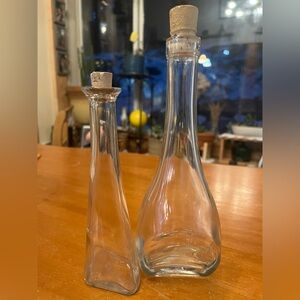 Bormioli Rocco Italian Glass Oil & Vinegar Cruet Set| 7” & 9” Cork Stopper